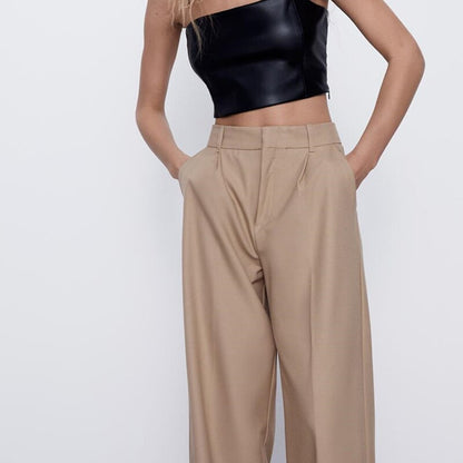 Pantalones lisos de cintura alta